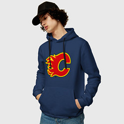 Толстовка-худи хлопковая мужская Calgary Flames, цвет: тёмно-синий — фото 2