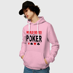Толстовка-худи хлопковая мужская World series of poker, цвет: светло-розовый — фото 2