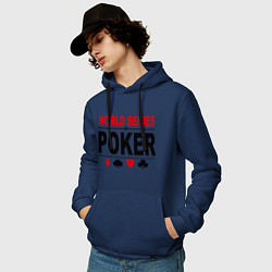 Толстовка-худи хлопковая мужская World series of poker, цвет: тёмно-синий — фото 2