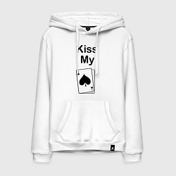 Толстовка-худи хлопковая мужская Kiss my card, цвет: белый