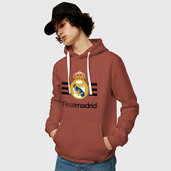 Толстовка-худи хлопковая мужская Real Madrid Lines, цвет: кирпичный — фото 2