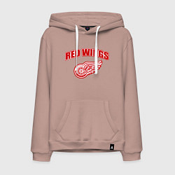 Толстовка-худи хлопковая мужская Detroit Red Wings, цвет: пыльно-розовый