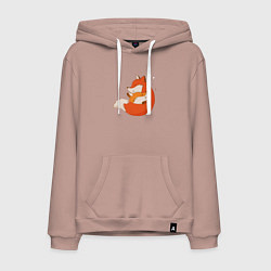 Толстовка-худи хлопковая мужская Лисички, цвет: пыльно-розовый