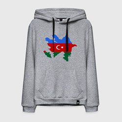 Толстовка-худи хлопковая мужская Azerbaijan map, цвет: меланж