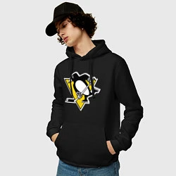 Толстовка-худи хлопковая мужская Pittsburgh Penguins, цвет: черный — фото 2