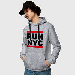 Толстовка-худи хлопковая мужская Run NYC, цвет: меланж — фото 2