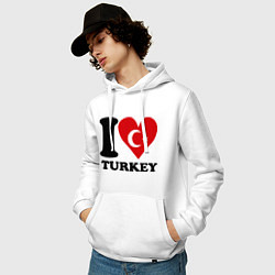 Толстовка-худи хлопковая мужская I love turkey, цвет: белый — фото 2