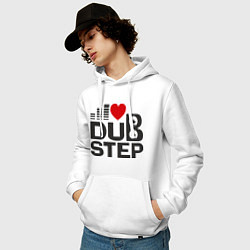 Толстовка-худи хлопковая мужская Dubstep love, цвет: белый — фото 2