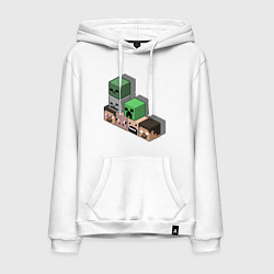 Толстовка-худи хлопковая мужская Minecraft Cube's, цвет: белый