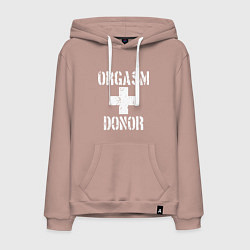 Толстовка-худи хлопковая мужская Orgasm + donor, цвет: пыльно-розовый