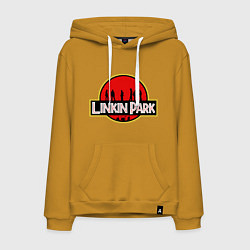Толстовка-худи хлопковая мужская Linkin Park: Jurassic Park, цвет: горчичный
