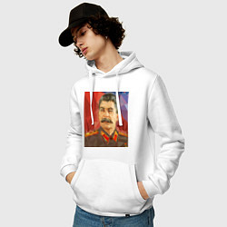 Толстовка-худи хлопковая мужская Сталин: полигоны, цвет: белый — фото 2
