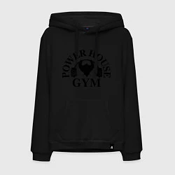 Толстовка-худи хлопковая мужская Power House Gym, цвет: черный