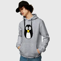 Толстовка-худи хлопковая мужская Милый пингвин, цвет: меланж — фото 2