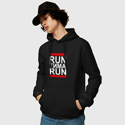 Толстовка-худи хлопковая мужская Run Тима Run, цвет: черный — фото 2