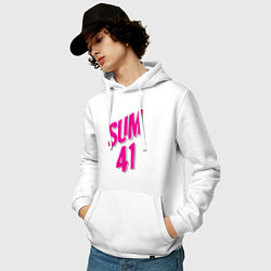 Толстовка-худи хлопковая мужская Sum 41: Pink style, цвет: белый — фото 2