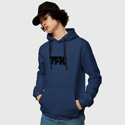 Толстовка-худи хлопковая мужская TFK: Black Logo, цвет: тёмно-синий — фото 2