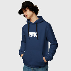 Толстовка-худи хлопковая мужская TFK: White Logo, цвет: тёмно-синий — фото 2