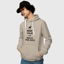 Толстовка-худи хлопковая мужская Keep Calm & Walk the dog, цвет: миндальный — фото 2
