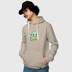 Толстовка-худи хлопковая мужская Pokemon Squirtle, цвет: миндальный — фото 2