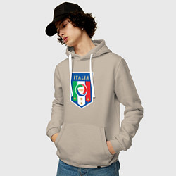 Толстовка-худи хлопковая мужская Italia FIGC, цвет: миндальный — фото 2