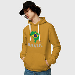 Толстовка-худи хлопковая мужская Brazil Country, цвет: горчичный — фото 2