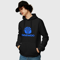 Толстовка-худи хлопковая мужская Logo daewoo, цвет: черный — фото 2