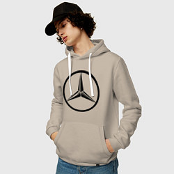 Толстовка-худи хлопковая мужская Mercedes-Benz logo, цвет: миндальный — фото 2