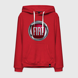 Толстовка-худи хлопковая мужская FIAT logo, цвет: красный