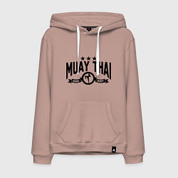 Толстовка-худи хлопковая мужская Muay thai boxing, цвет: пыльно-розовый