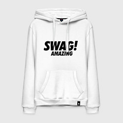 Толстовка-худи хлопковая мужская Swag Amazing, цвет: белый