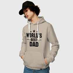 Толстовка-худи хлопковая мужская Worlds best DADDY, цвет: миндальный — фото 2