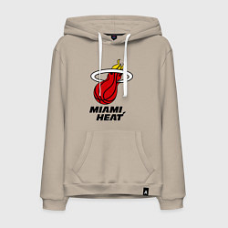 Толстовка-худи хлопковая мужская Miami Heat-logo, цвет: миндальный