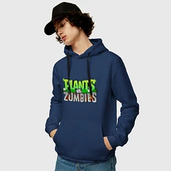 Толстовка-худи хлопковая мужская Plants vs zombies, цвет: тёмно-синий — фото 2