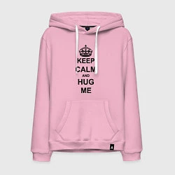 Толстовка-худи хлопковая мужская Keep Calm & Hug Mе, цвет: светло-розовый