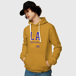 Толстовка-худи хлопковая мужская Lebron 23: Los Angeles, цвет: горчичный — фото 2