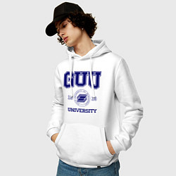 Толстовка-худи хлопковая мужская GUU University, цвет: белый — фото 2
