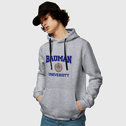 Толстовка-худи хлопковая мужская BAUMAN University, цвет: меланж — фото 2