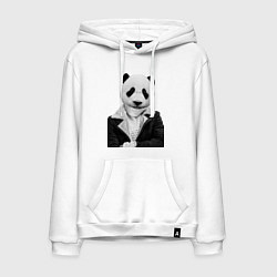 Толстовка-худи хлопковая мужская Панда в свитере, цвет: белый