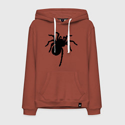 Толстовка-худи хлопковая мужская Черный паук, цвет: кирпичный