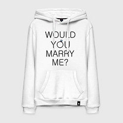 Толстовка-худи хлопковая мужская Would you marry me?, цвет: белый