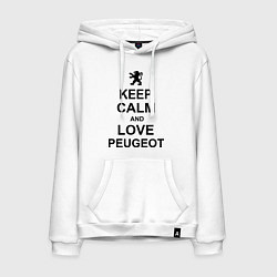 Толстовка-худи хлопковая мужская Keep Calm & Love Peugeot, цвет: белый