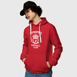 Толстовка-худи хлопковая мужская Liverpool: Football Club, цвет: красный — фото 2