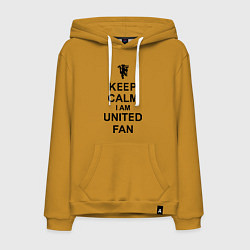 Толстовка-худи хлопковая мужская Keep Calm & United fan, цвет: горчичный