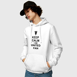 Толстовка-худи хлопковая мужская Keep Calm & United fan, цвет: белый — фото 2