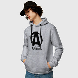 Толстовка-худи хлопковая мужская Animal Logo, цвет: меланж — фото 2