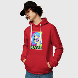 Толстовка-худи хлопковая мужская DJ Pon-3 RAVE, цвет: красный — фото 2