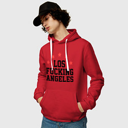 Толстовка-худи хлопковая мужская Los Fucking Angeles, цвет: красный — фото 2