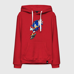 Толстовка-худи хлопковая мужская Sonic, цвет: красный