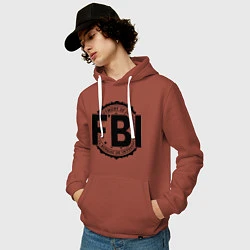 Толстовка-худи хлопковая мужская FBI Agency, цвет: кирпичный — фото 2